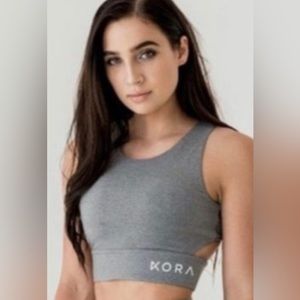 KORA Contour Long Line Sports Strap Cut-Out Bra Light Heather Gray Size Medium